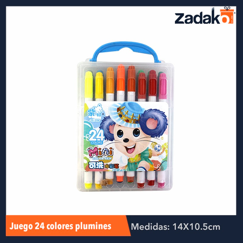 ZP-0612 JGO 24 COLORES PLUMINES, CON 1 PZ O CAJA CON 80 PZS