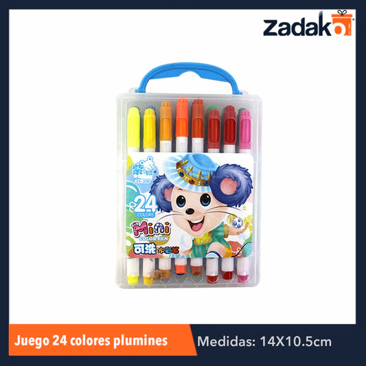 C-283-2 ZP-0612 JGO 24 COLORES PLUMINES, CON 1 PZ O CAJA CON 80 PZS