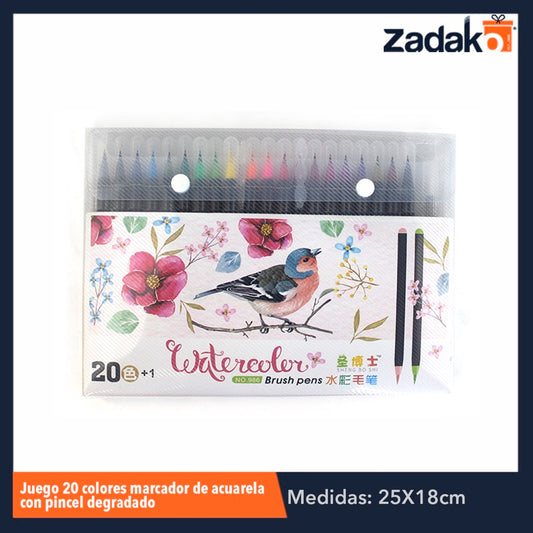 ZP-0671 JUEGO 20+1 COLORES PINCELINES, CON 1 PZ O CAJA CON 48 PZS