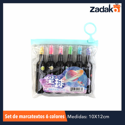 GPM-0308 ZP-0740 SET DE MARCATEXTOS 6 COLORES DIAMANTINA, CON 1 PZ O CAJA CON 288 PZS