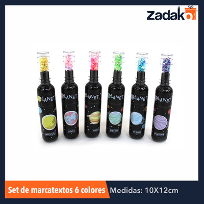 GPM-0308 ZP-0740 SET DE MARCATEXTOS 6 COLORES DIAMANTINA, CON 1 PZ O CAJA CON 288 PZS