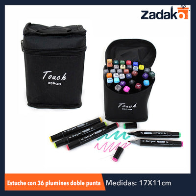 ZP-0757 ESTUCHE CON 36 PLUMINES DOBLE PUNTA, CON 1 PZ O CAJA CON 40 PZS