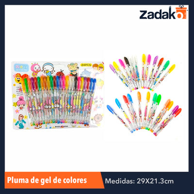 ZP-0803 BLISTER 24 COLORES PLUMA DE GEL, CON 1 PZ O CAJA CON 80 PZS