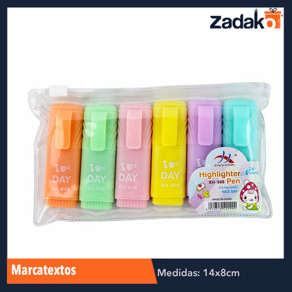 GPM-0231 ZP-0838 BOLSITA 6 COLORES MARCATEXTOS, CON 1 PZ O CAJA CON 288 PZS