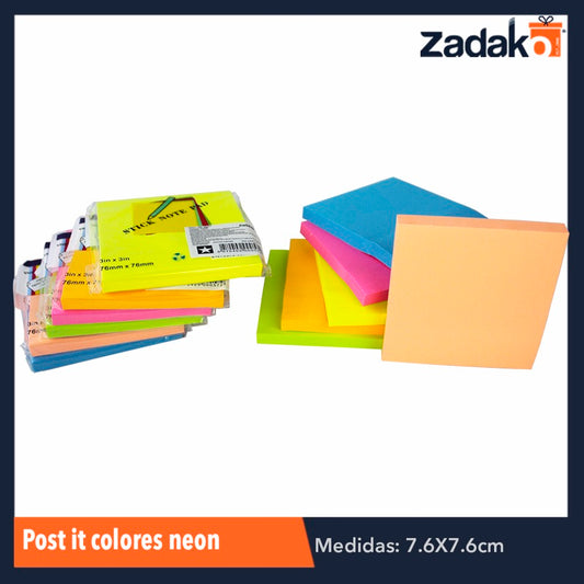 ZP-0057 POST IT COLORES NEON, CON 1 PZ O CAJA CON 600 PZS