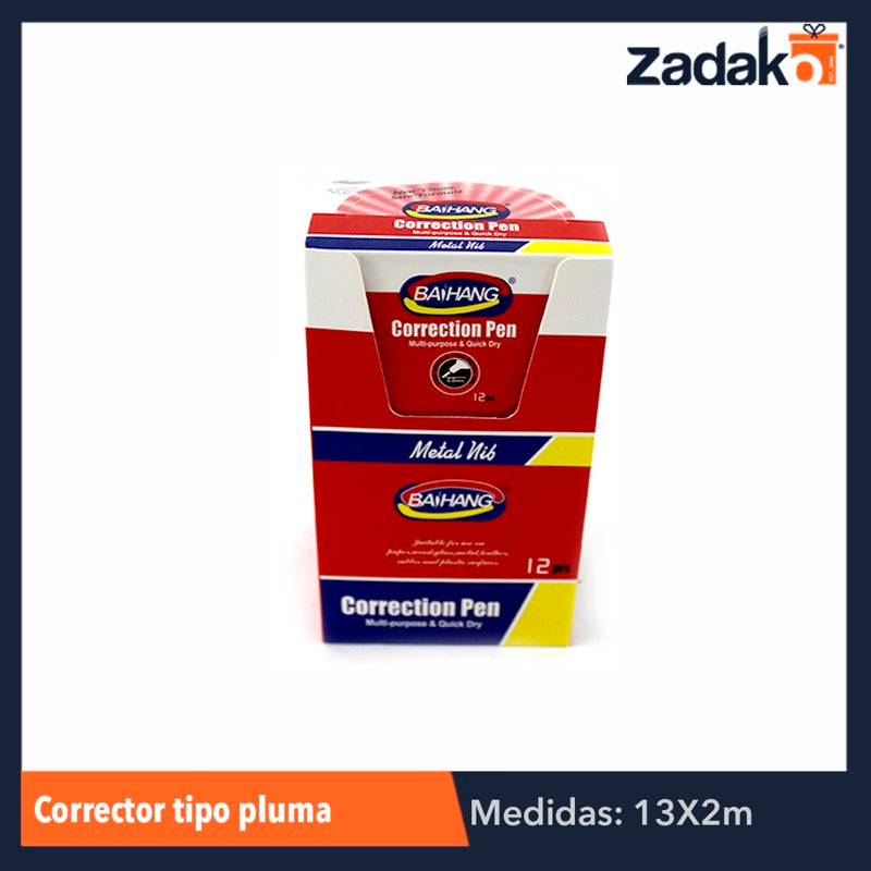 ZP-0290 CORRECTOR LIQUIDO TIPO PLUMA, CON 12 PZS, O CAJA CON 60 PQTS