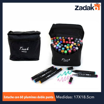 ZP-0756 ESTUCHE CON 60 PLUMINES DOBLE PUNTA, CON 1 PZ O CAJA CON 25 PZS