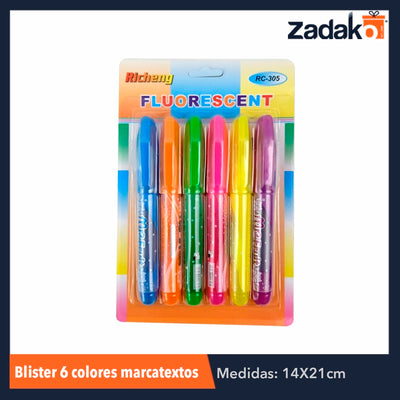 ZP-0806 BLISTER 6 COLORES MARCATEXTOS, CON 1 PZ O CAJA CON 200 PZS