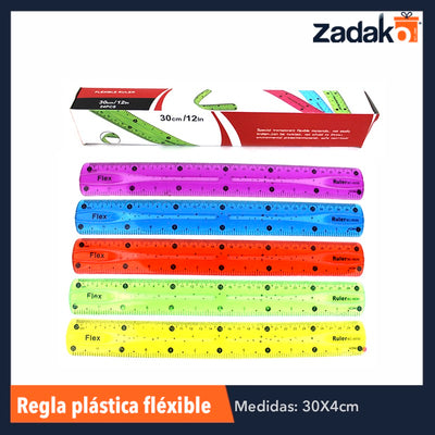 ZP-0658 / C-283-108 REGLA PLASTICA FLEXIBLE 30 CM, PAQUETE CON 24 PZS O CAJA CON 60 PQTS.