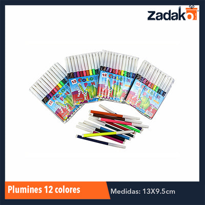 ZP-0179 BLISTER 12 COLORES PLUMINES, CON 12 PZS, O CAJA CON 40 PQTS