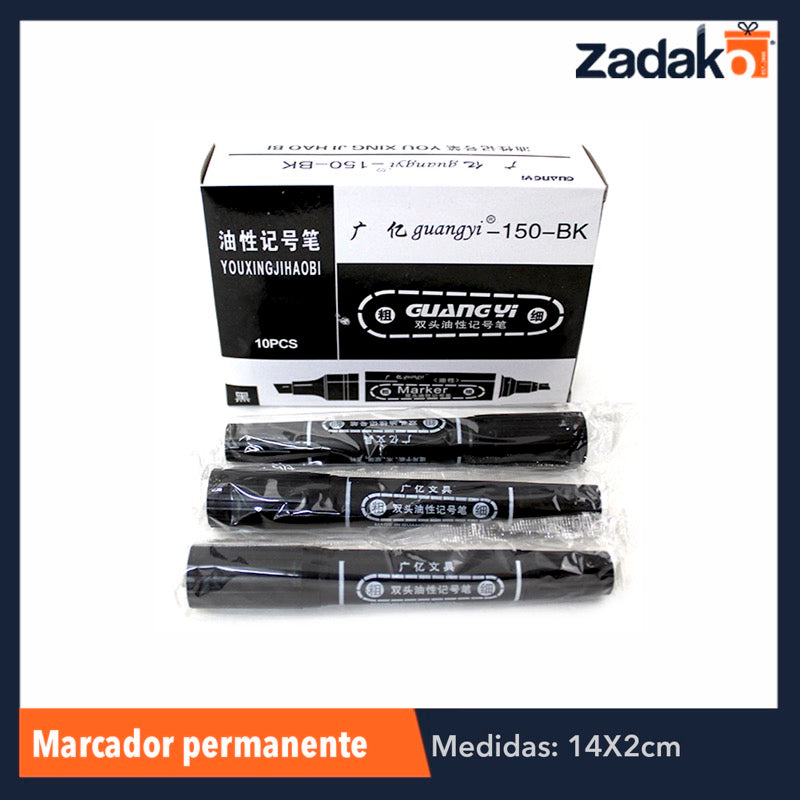 GPM-0233 ZP-0547 MARCADOR PERMANENTE DOBLE PUNTA, CON 10 PZS, O CAJA CON 100 PQTS