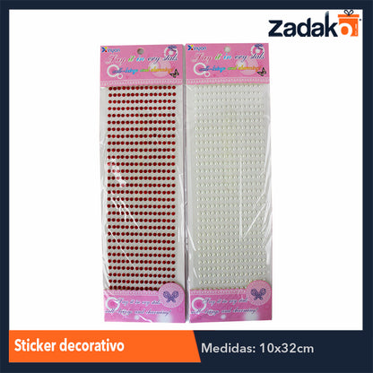 ZP-0847 STICKER DECORATIVO CON 12 PIEZAS, O CAJA CON 100 PQTS