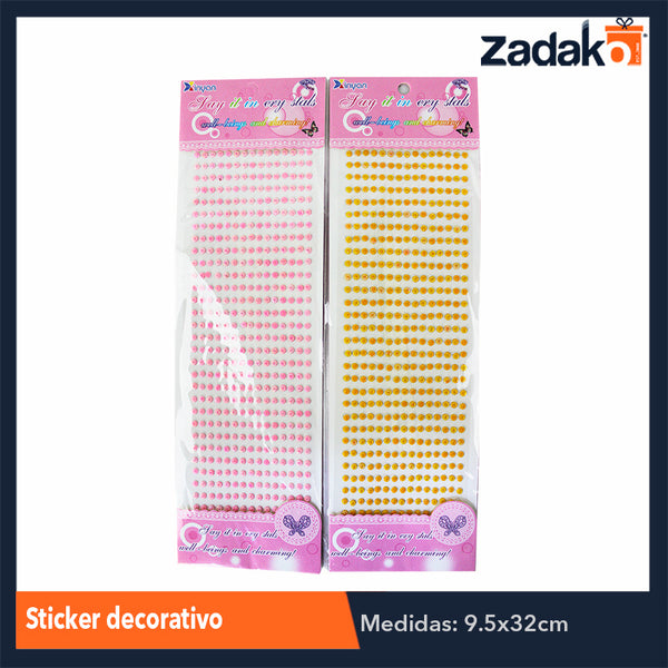ZP-0848 STICKER DECORATIVO CON 12 PIEZAS, O CAJA CON 100 PQTS