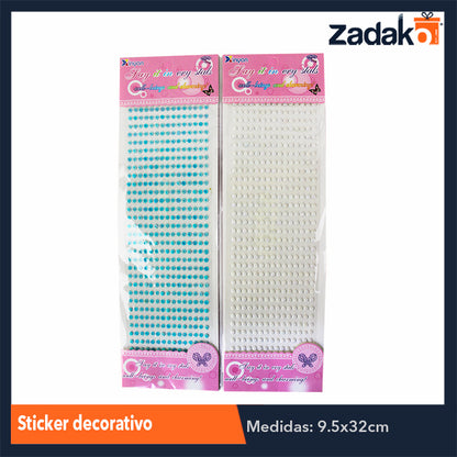 ZP-0848 STICKER DECORATIVO CON 12 PIEZAS, O CAJA CON 100 PQTS