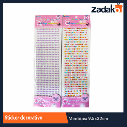 ZP-0848 STICKER DECORATIVO CON 12 PIEZAS, O CAJA CON 100 PQTS