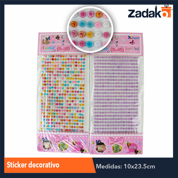 ZP-0851 STICKER DECORATIVO CON 12 PIEZAS, O CAJA CON 125 PQTS