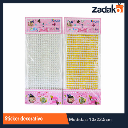 ZP-0851 STICKER DECORATIVO CON 12 PIEZAS, O CAJA CON 125 PQTS