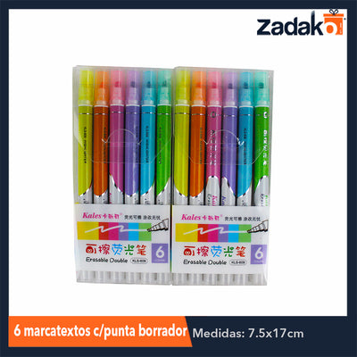 ZP-0907/ZP-1271 BLISTER 6 COLORES MARCATEXTOS C/PUNTA BORRADOR, CON 1 PZ O CAJA CON 192 PZS