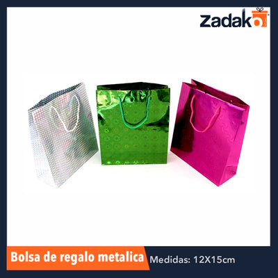 ZP-0810 BOLSA DE REGALO METALICA 12 X 15 CMS, CON 12 PZS, O CAJA CON 200 PQTS