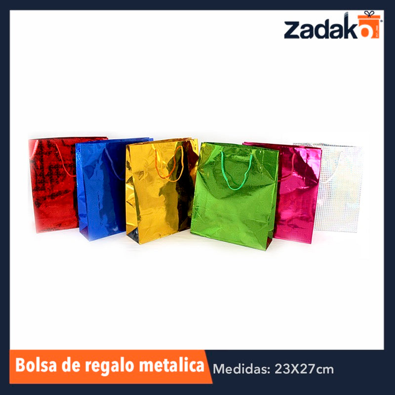 ZP-0812 BOLSA DE REGALO METALICA 23 X 27 CMS, CON 12 PZS, O CAJA CON 80 PQTS