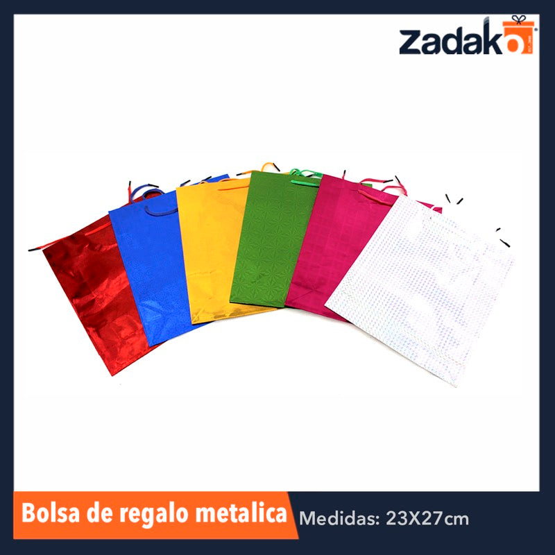 ZP-0812 BOLSA DE REGALO METALICA 23 X 27 CMS, CON 12 PZS, O CAJA CON 80 PQTS