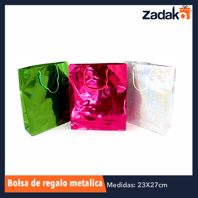 ZP-0812 BOLSA DE REGALO METALICA 23 X 27 CMS, CON 12 PZS, O CAJA CON 80 PQTS