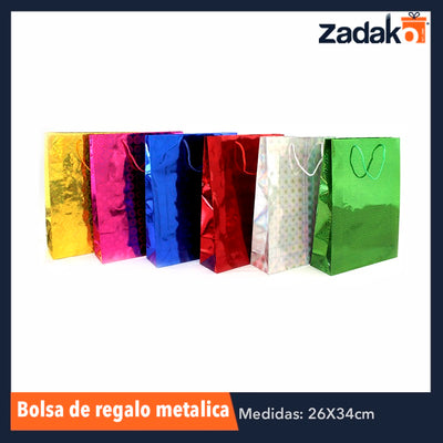 ZP-0813 BOLSA DE REGALO METALICA 26 X 34 CMS, CON 12 PZS, O CAJA CON 60 PQTS