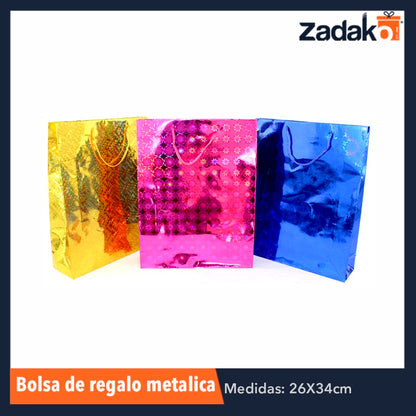 ZP-0813 BOLSA DE REGALO METALICA 26 X 34 CMS, CON 12 PZS, O CAJA CON 60 PQTS