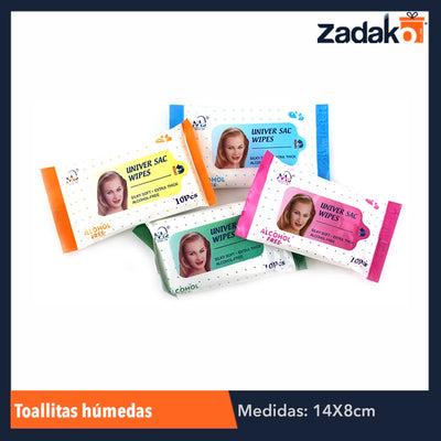 ZH-0052 TOALLITAS HUMEDAS 10 PZS BOLSITA, CON 1 PZ O CAJA CON 432 PZS