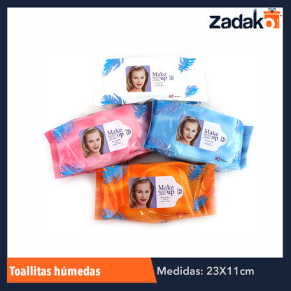 ZH-0054 TOALLITAS HUMEDAS CON 80 PIEZAS, CON 1 PZ O CAJA CON 36 PZS