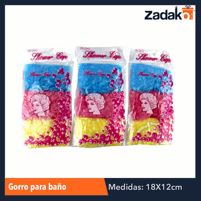 ZH-0026 GORRO P/BAÑO, CON 12 PZS, O CAJA CON 100 PQTS