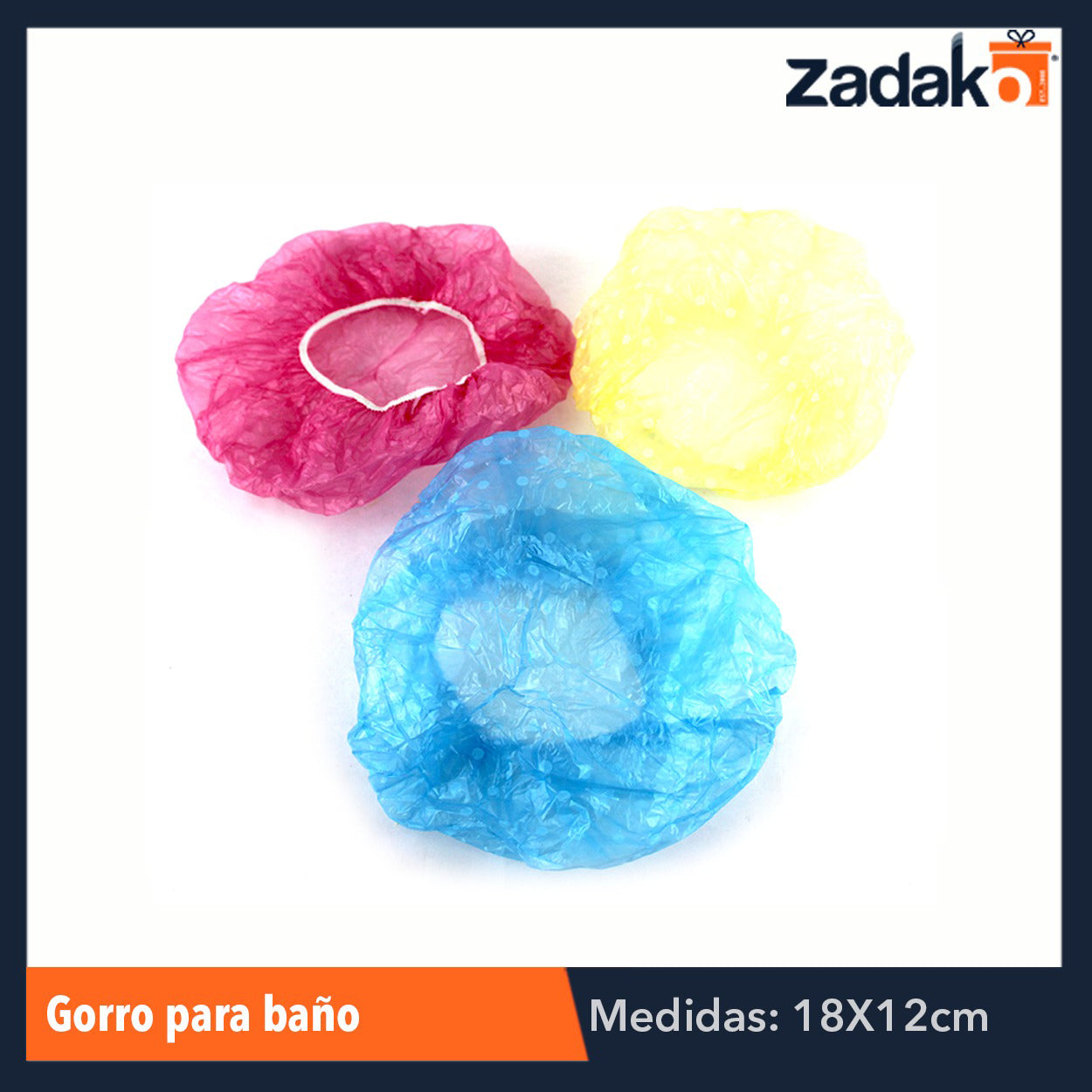 ZH-0026 GORRO P/BAÑO, CON 12 PZS, O CAJA CON 100 PQTS