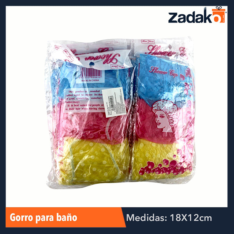 ZH-0026 GORRO P/BAÑO, CON 12 PZS, O CAJA CON 100 PQTS