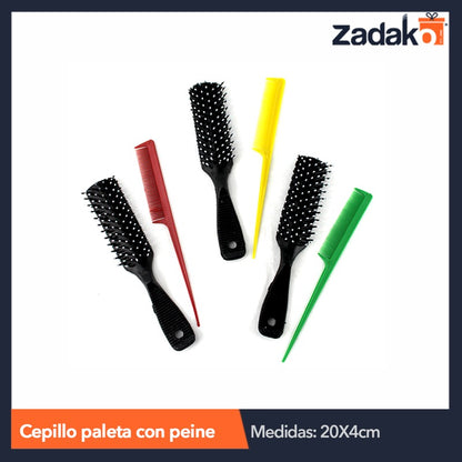 CEPILLO PALETA CON PEINE, CON 12 PZS, O CAJA CON 25 PQTS