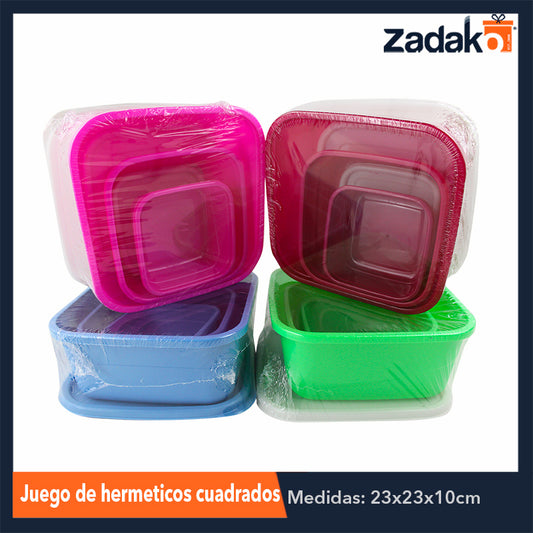 2418 JUEGO DE HERMETICOS CUADRADOS GRANDE, CON 1 PZ O CAJA CON 20 PZS