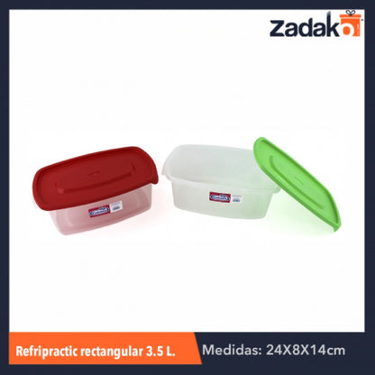 REFRI PRACTIC RECTANGULAR 3.5LT, CON 1 PZ O CAJA CON 15 PZS