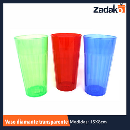 VASO DIAMANTE TRANSPARENTE 500ML, CON 1 PZ O CAJA CON 60 PZS