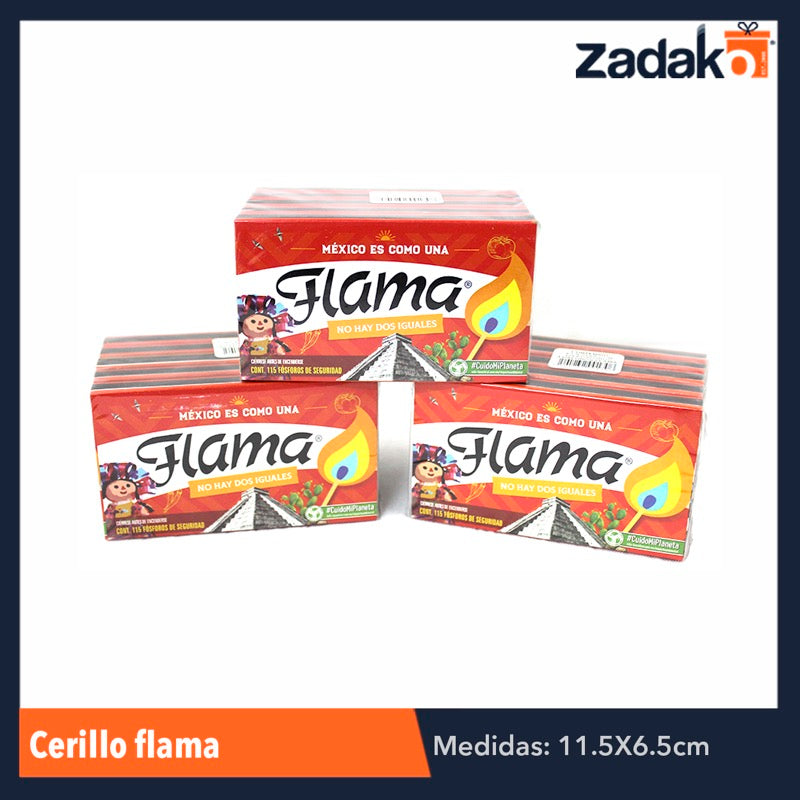 FLAMA CERILLO FLAMA 115 PZ, PAQUETE CON 5 PZS, O CAJA CON 50 PQTS