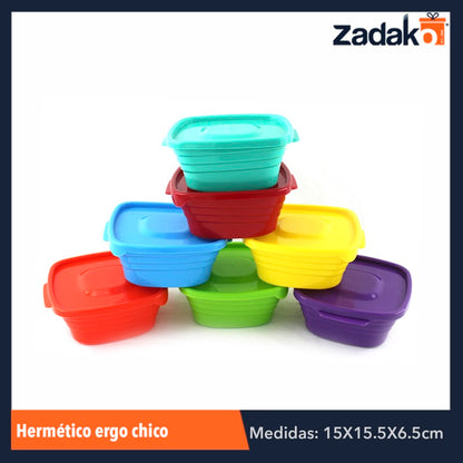 1075 HERMÉTICO ERGO CHICO C/TAPA CAP.600ML, CON 1 PZ O CAJA CON 25 PZS