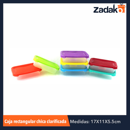 1293 CAJA RECTÁNGULAR CLARIFICADA CHICA C/TAPA CAP.500ML, CON 1 PZ O CAJA CON 25 PZS