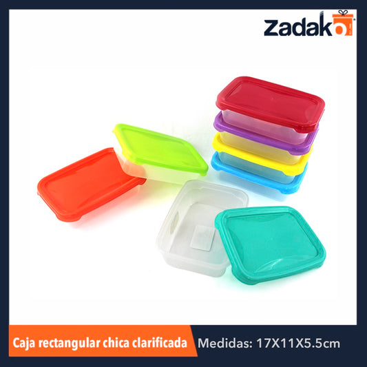 1293 CAJA RECTÁNGULAR CLARIFICADA CHICA C/TAPA CAP.500ML, CON 1 PZ O CAJA CON 25 PZS