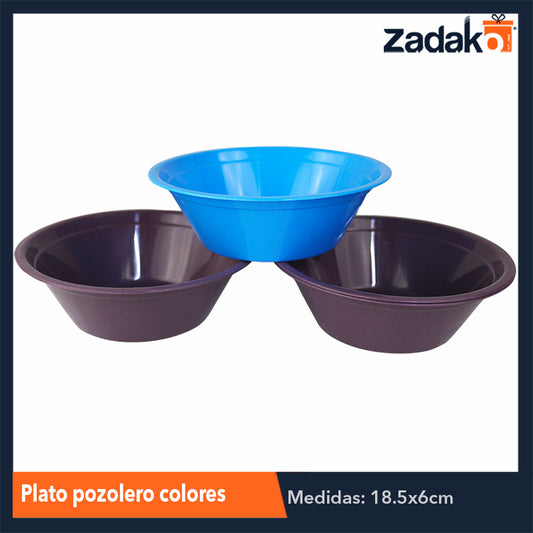N-GPM-2590  PLATO POZOLERO COLORES CON 1 PZ O CAJA CON 200 PZS