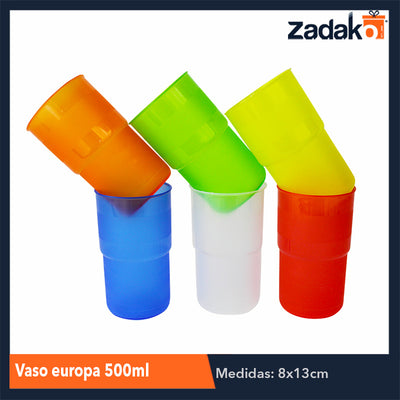 VASO EUROPA 500 ML, CON 1 PZ O CAJA CON 200 PZS