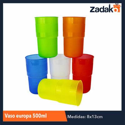 VASO EUROPA 500 ML, CON 1 PZ O CAJA CON 200 PZS