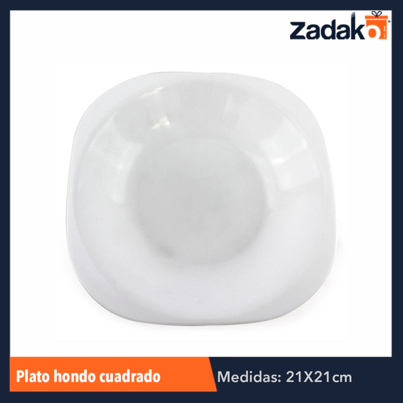 PLATO HONDO CUADRADO, CON 1 PZ O CAJA CON 50 PZS