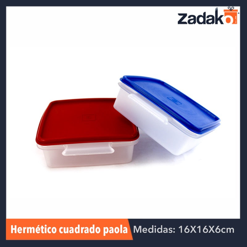 HERMETICO CUADRADO PAOLA 2 PZ, CON 1 PZ O CAJA CON 12 PZS