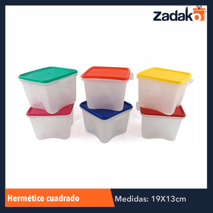 HERMETICO CUADRADO 2 LTS, CON 1 PZ O CAJA CON 12 PZS