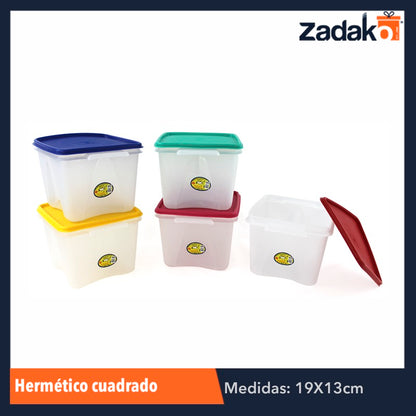 HERMETICO CUADRADO 2 LTS, CON 1 PZ O CAJA CON 12 PZS