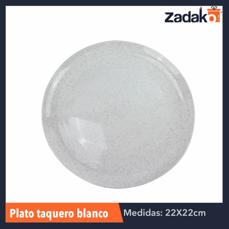 PLATO TAQUERO BCO, CON 1 PZ O CAJA CON 100 PZS