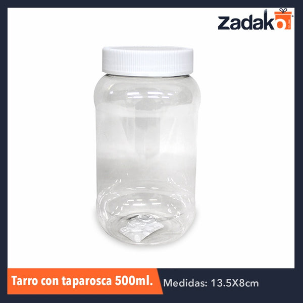 TARRO 500 ML CON TAPAROSCA 63 MM, CON 1 PZ O CAJA CON 105 PZS
